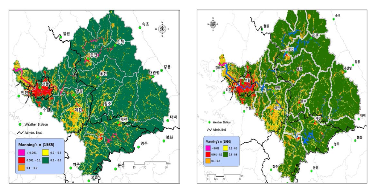 한강 유역의 연도별 조도계수(Manning's coefficient, n)(계속)