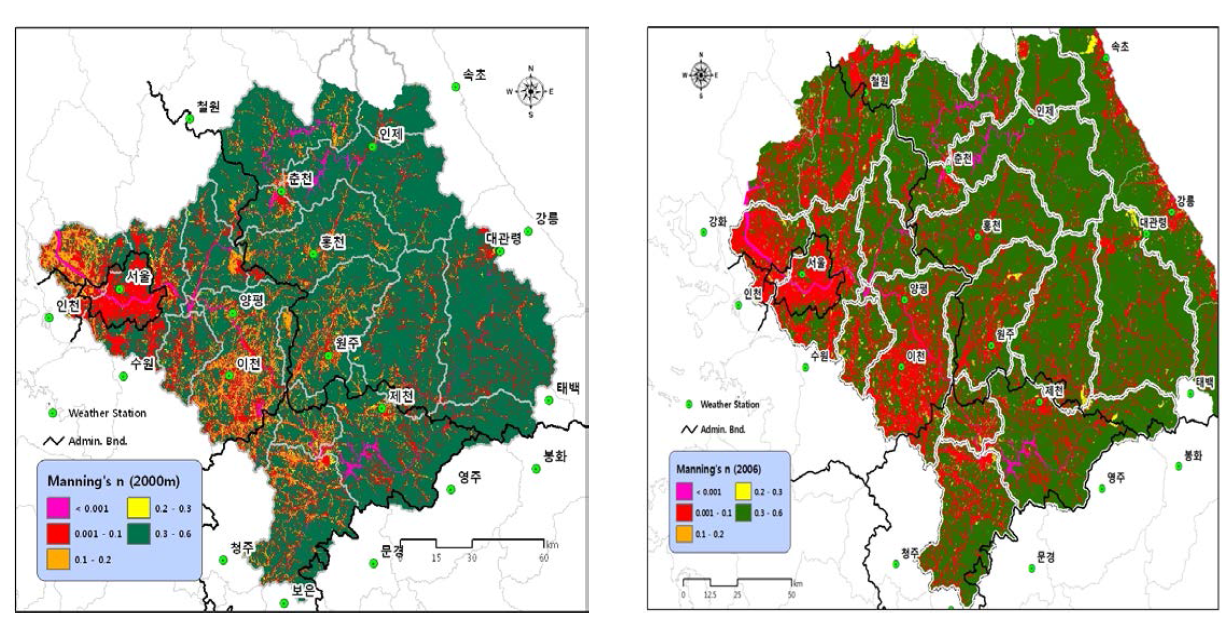 한강 유역의 연도별 조도계수(Manning's coefficient, n)(계속)