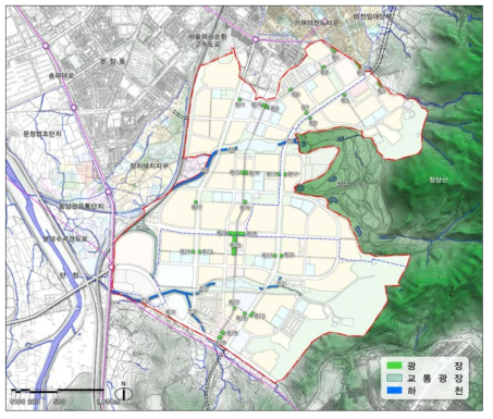 위례신도시 광장 및 하천계획도