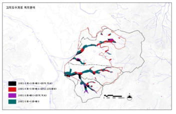 위례신도시의 고지도 수계를 이용한 적지분석도