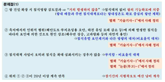 침식발생과 대처의 문제점