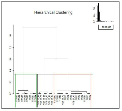 국내 하구역별 참게의 탄소, 질소, 산소, 수소 안정동위원소 비를 활용한 Hierarchical clustering tree 결과