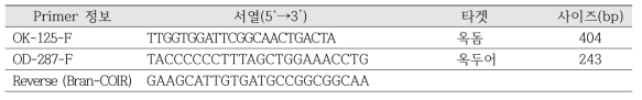 옥돔류 종 및 원산지 특이 PCR 증폭을 위한 primer 서열 및 정보