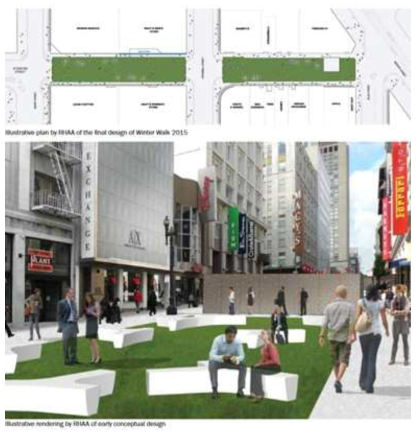 BID에서 제안한 가로 활성화를 위한 프로젝트(가로환경개선) 출처: Union Square BID(2015), USBID Public Realm Design Manual, p.103
