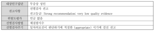 비만 선별검사에 대한 CTFPHC 권고사항