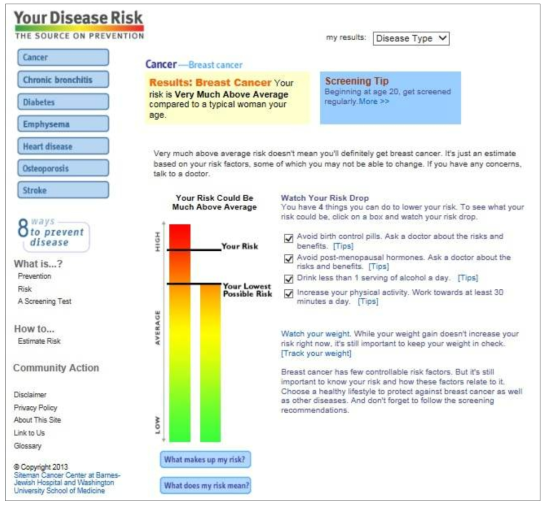 Siteman 암센터에서 제공하는 Your Disease Risk