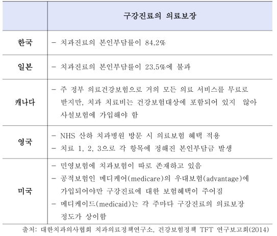 국가 간 구강진료의 의료보장