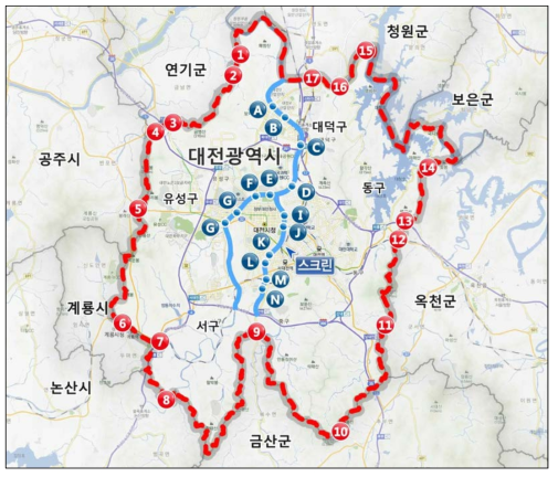 사업지 외부 교통량 정산지점 선정 (예시)