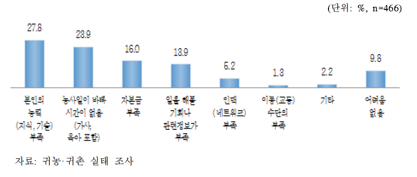 농업생산 활동 외 경제활동 수행 시 어려움