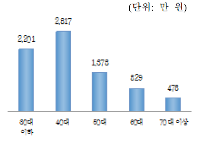 연령대별 귀농 가구의 농업소득