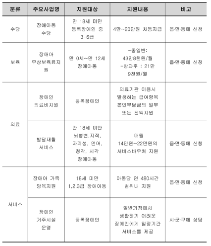 장애아동을 위한 복지서비스