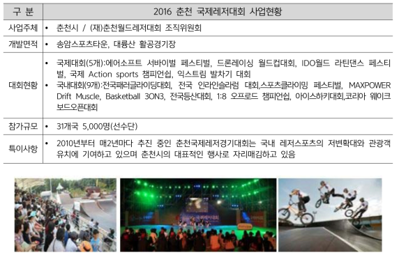 2016 춘천 국제레저대회 사례조사