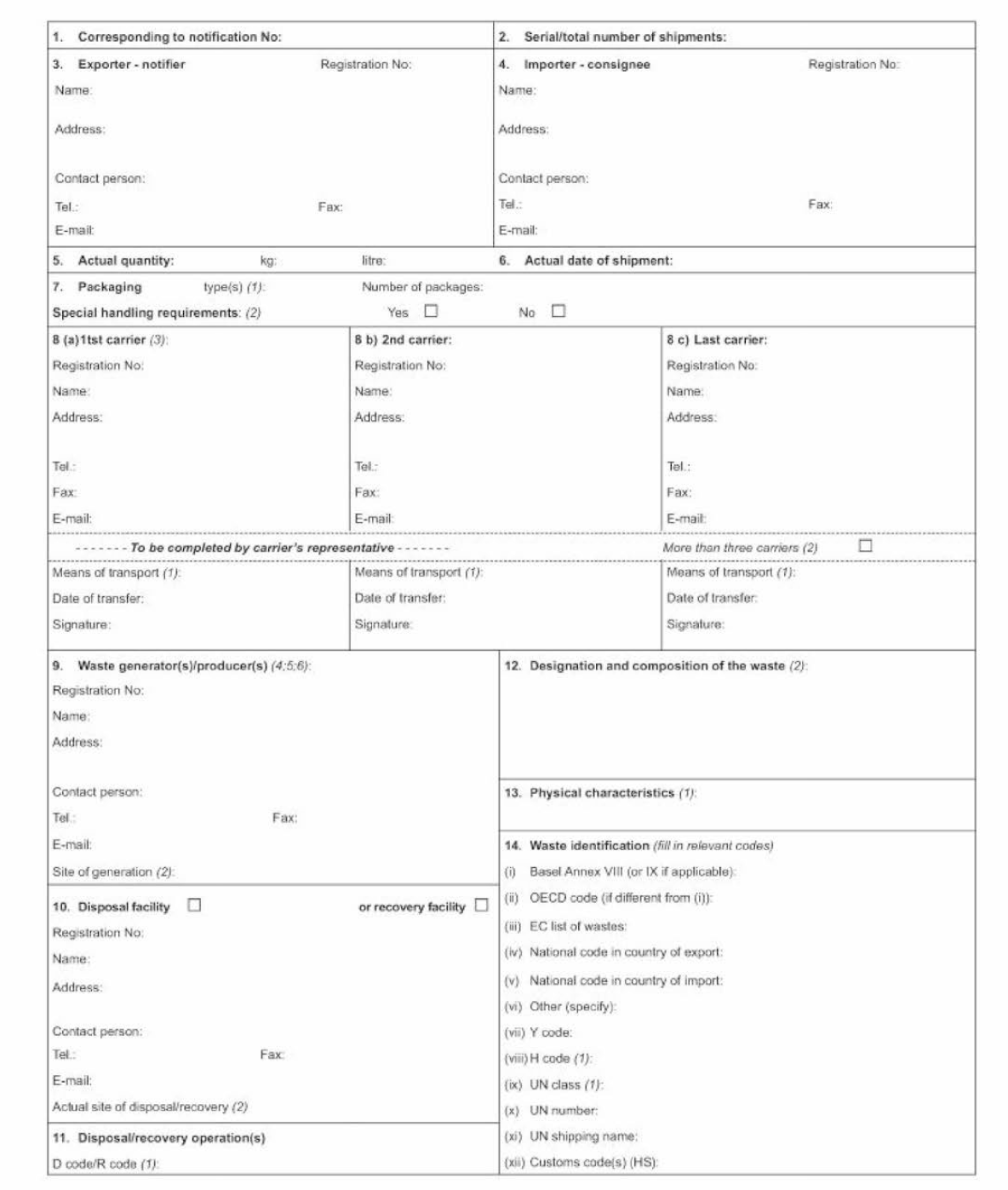 EU, (EC) No. 1013/2006 부속서IB