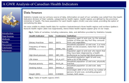 A GWR Analysis of Canadian Health Indicators 자료원