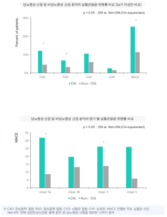 당뇨병성 신증 및 비당뇨병성 신증 환자의 심혈관계 유병률 비교