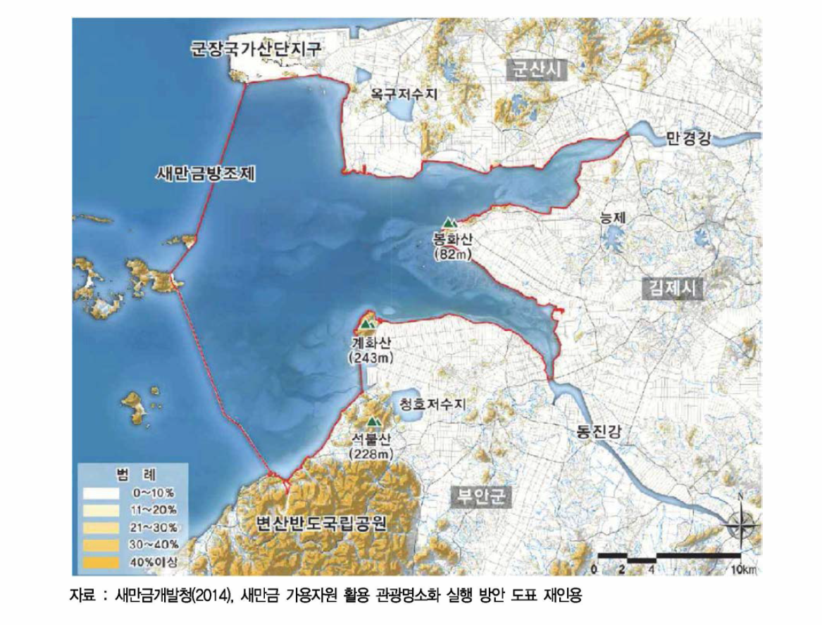 새만금 주변지역 경사 분석