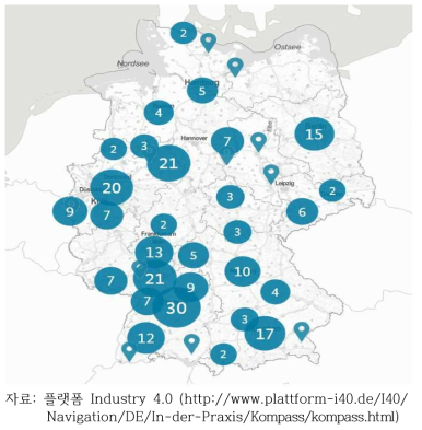 독일의 지역별 Industry 4.0 도입 기업 수(개)