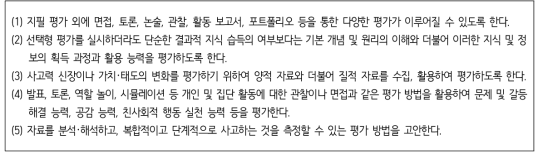 사회과 교육과정 문서에 제시된 사회과 평가의 방법