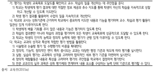 2015 개정 교육과정 총론에 제시된 평가의 중점