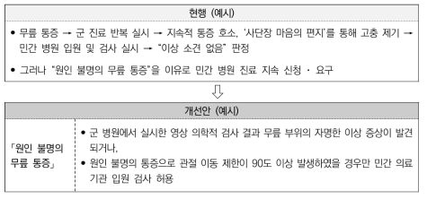 민간 진료 허용 기준 설정(안): 사례