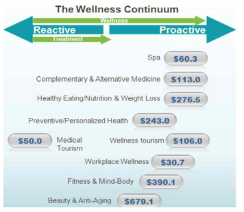 웰니스 관광 세계 시장 규모 *출처: SRI, The global Wellness Tourism Economy, 2013.11. *재인용: 문화체육관광부, 체류형 의료관광 클러스터 모델 개발 연구, 2014.02