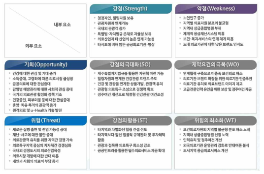 제주특별자치도 보건의료분야 SWOT분석에 따른 추진전략