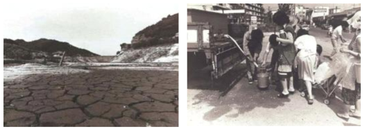 1978년 후쿠오카 대가뭄 당시의 미나미하타 댐