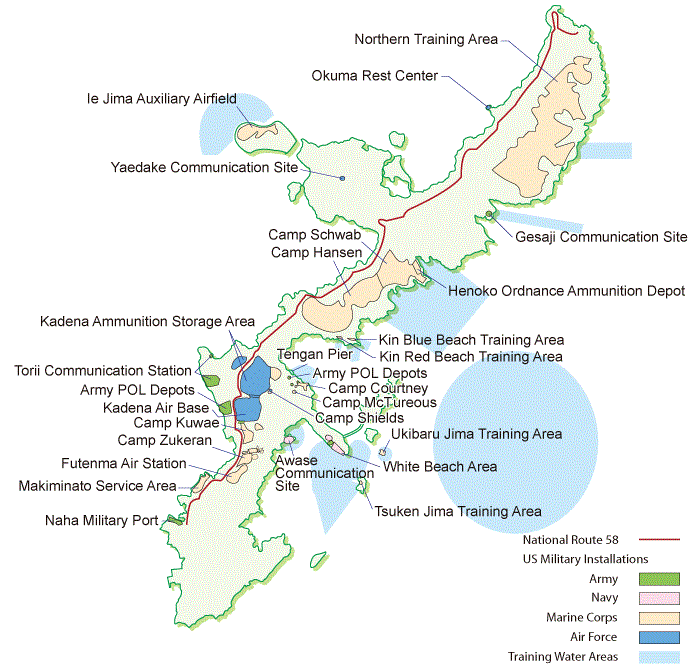 오키나와현 내 미군기지 현황