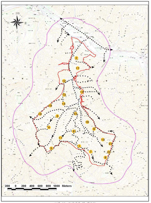 조사지점 및 경로도