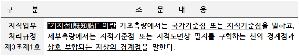 현행 「지적업무처리규정」상 개정 필요 조문(제2조)