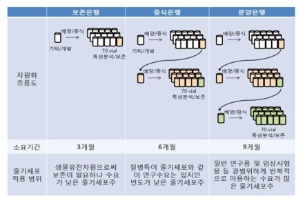 줄기세포 자원화 흐름도 시간