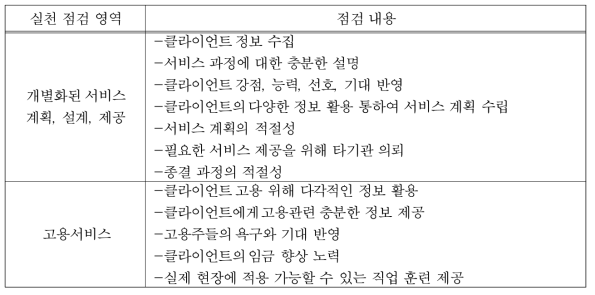 고용 및 지역사회서비스 기준 메뉴얼