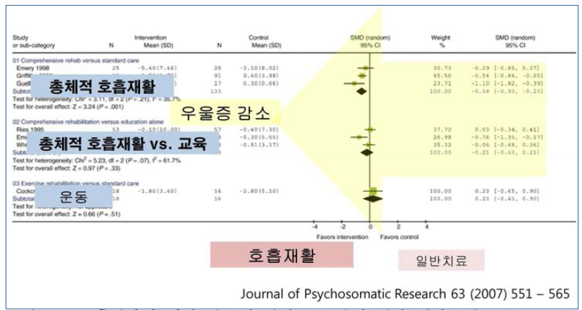 호흡재활이 우울증 감소에 미치는 효과에 대한 메타분석