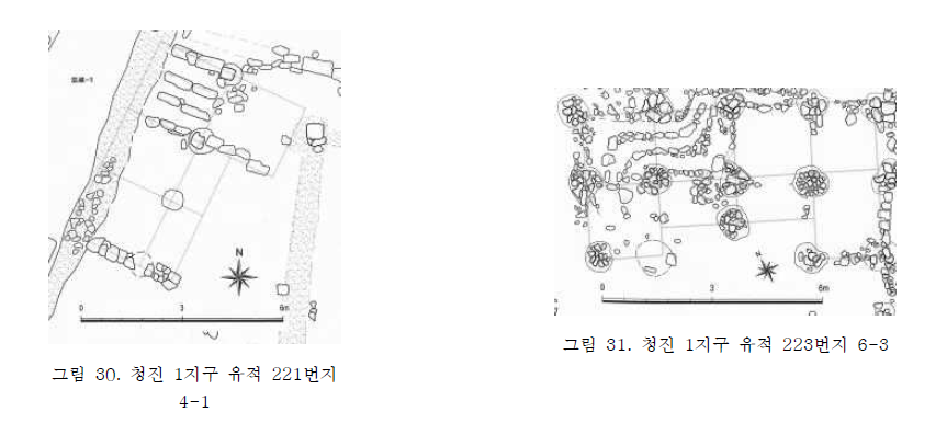 청진 1지구 유적 221번지 4-1, 청진 1지구 유적 223번지 6-3 (출처 : 『종로 청진 1지구유적』, 한울문화재연구원)