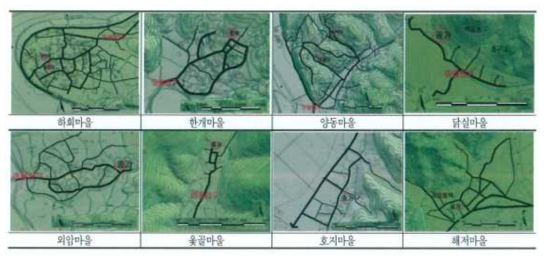 마을 길 구조와 종가의 위치(신진동외, 2008:100참조)