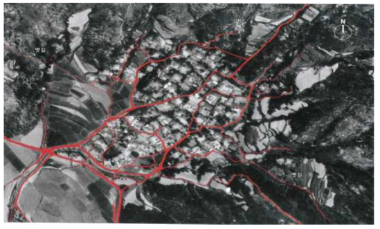 1976년도 항공사진으로 본 한개마을 옛길