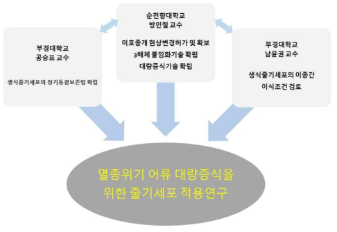 줄기세포 이식을 통한 멸종위기어류 복원 연구 역할분담