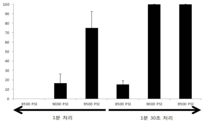 수정 후 3분 처리개시시간에 따른 3배체 유도율