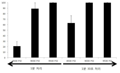 수정 후 4분 처리개시시간에 따른 3배체 유도율