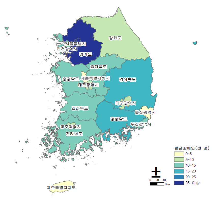 전국 발달장애인 분포도