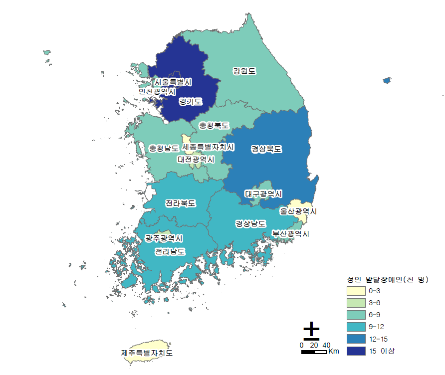 전국 성인발달장애인 분포도