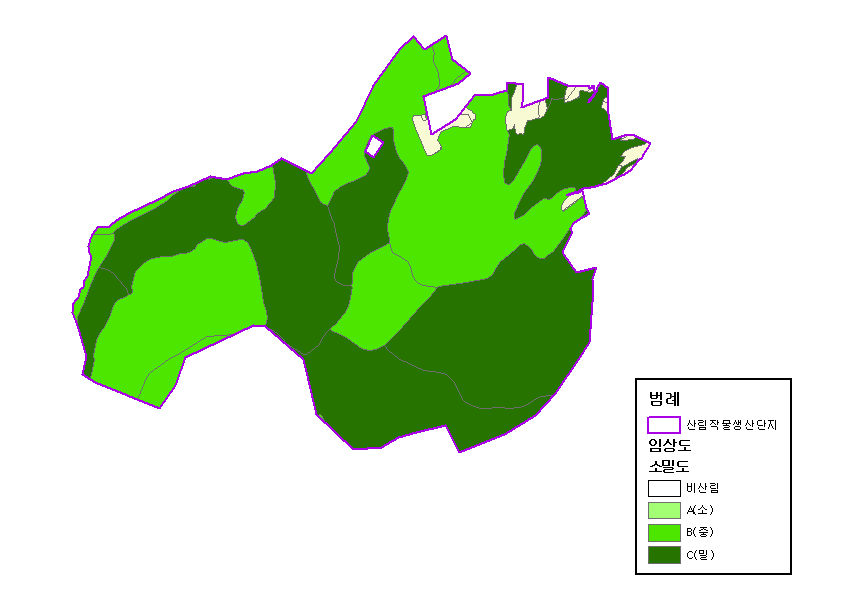 산림작물생산단지 소밀도 분석(사례지)