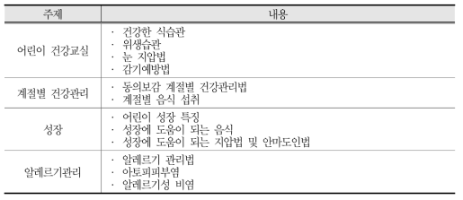 아동교육 세부내용 예시