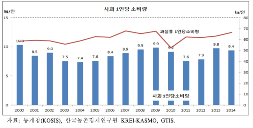 사과 1인당 소비량 추이