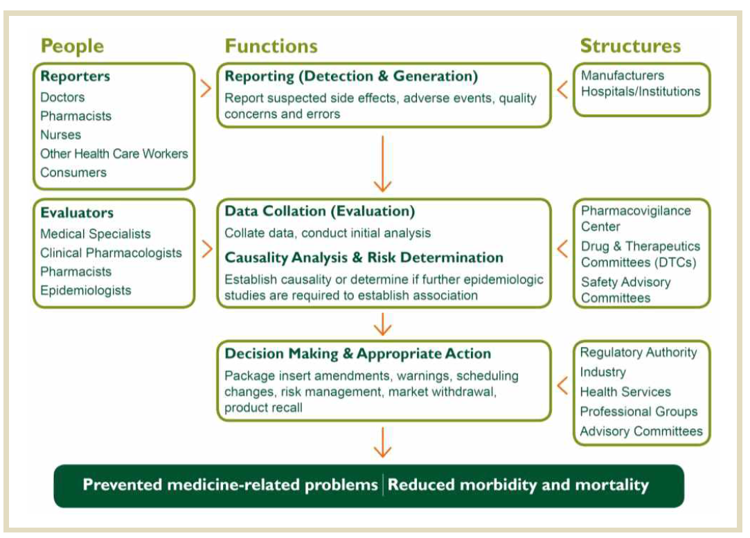 The pharmacovigilance framework. SPS (strengthening pharmaceutical systems)[National Pharmacovigilance Systems: Ensuring the Safe Use of Medicines, 2010]