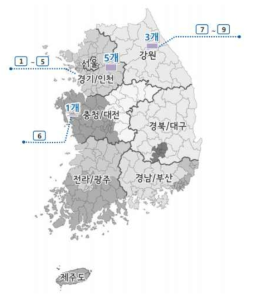 번지점프 지역별 사업체 분포