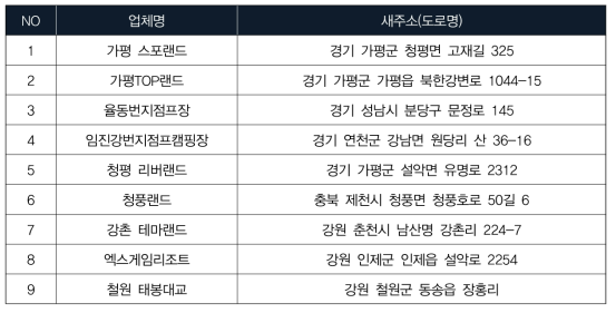 국내 범지점프 사업체 현황