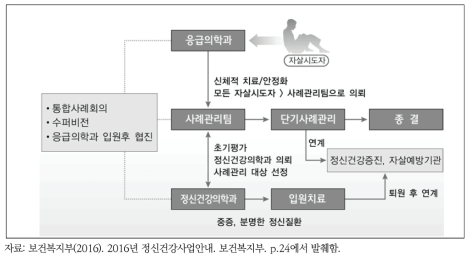 응급실 기반 자살시도자 관리사업 프로세스