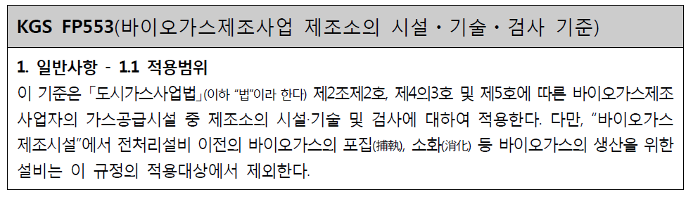 바이오가스제조사업 제조소의 시설ㆍ기술ㆍ검사 기준