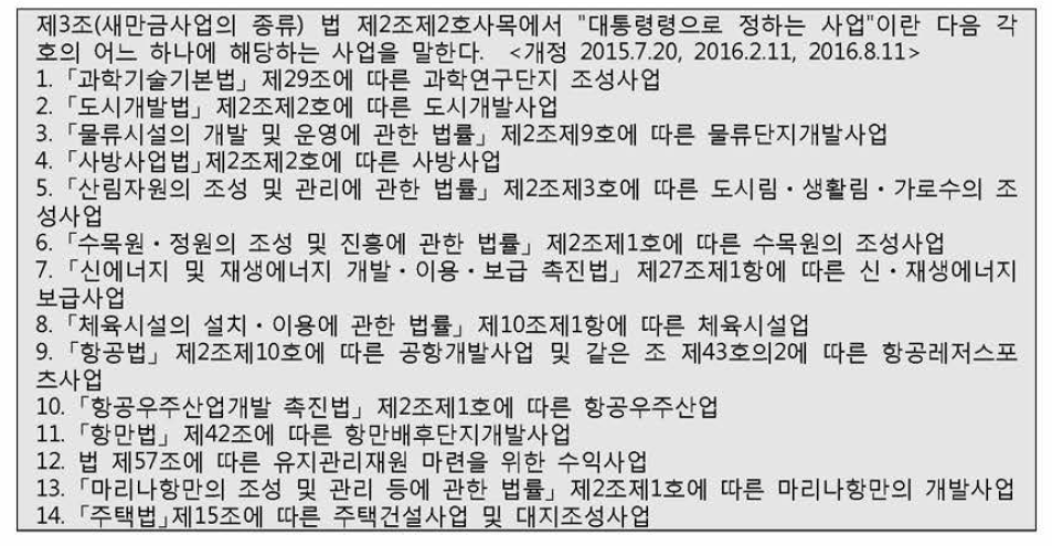 새만금사업의 법적 정의 - 2(새특법 시행령)